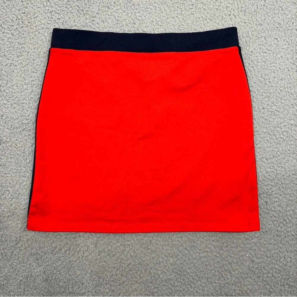Juicy Couture Mini Skirt Girls 16 Red Blue Logo Stripe Stretch Cheerleader Y2K